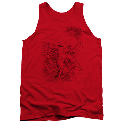 Superman In The City Mens Tank Top Shirt Red