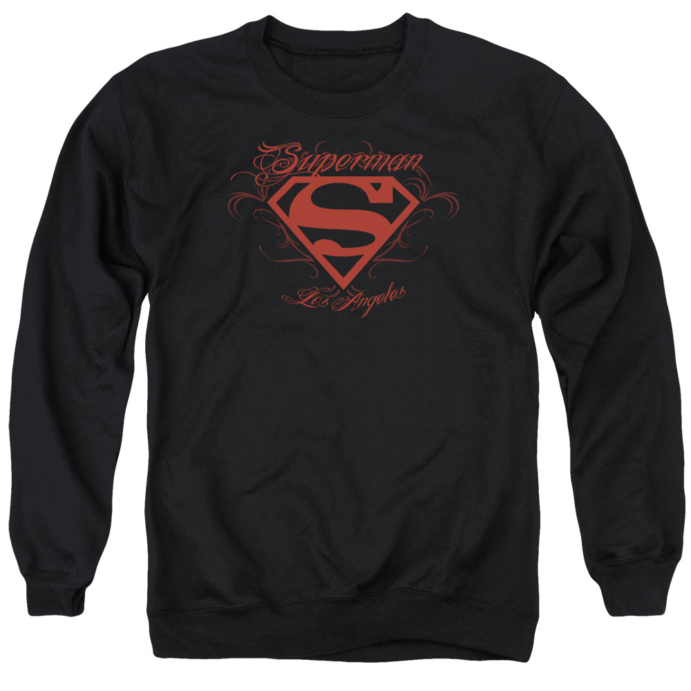 Superman La Mens Crewneck Sweatshirt Black