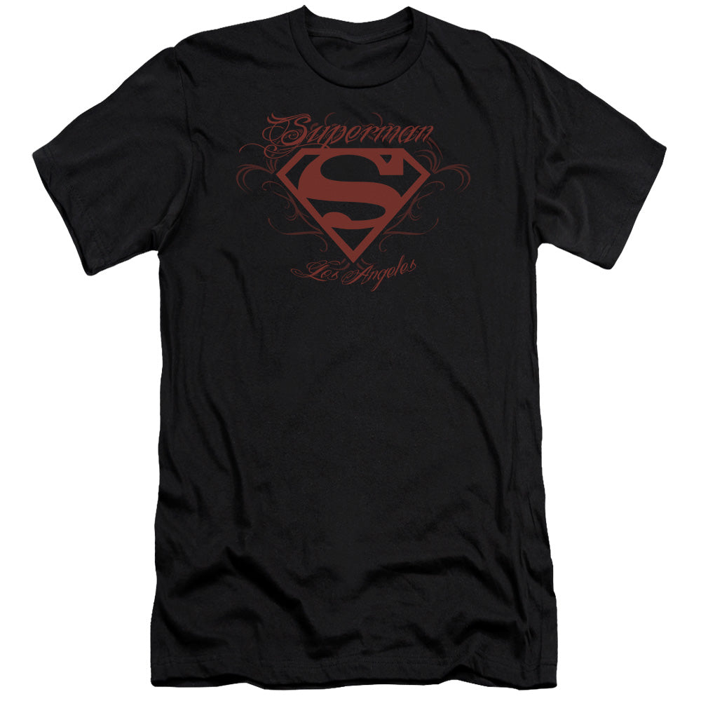 Superman La Premium Bella Canvas Slim Fit Mens T Shirt Black