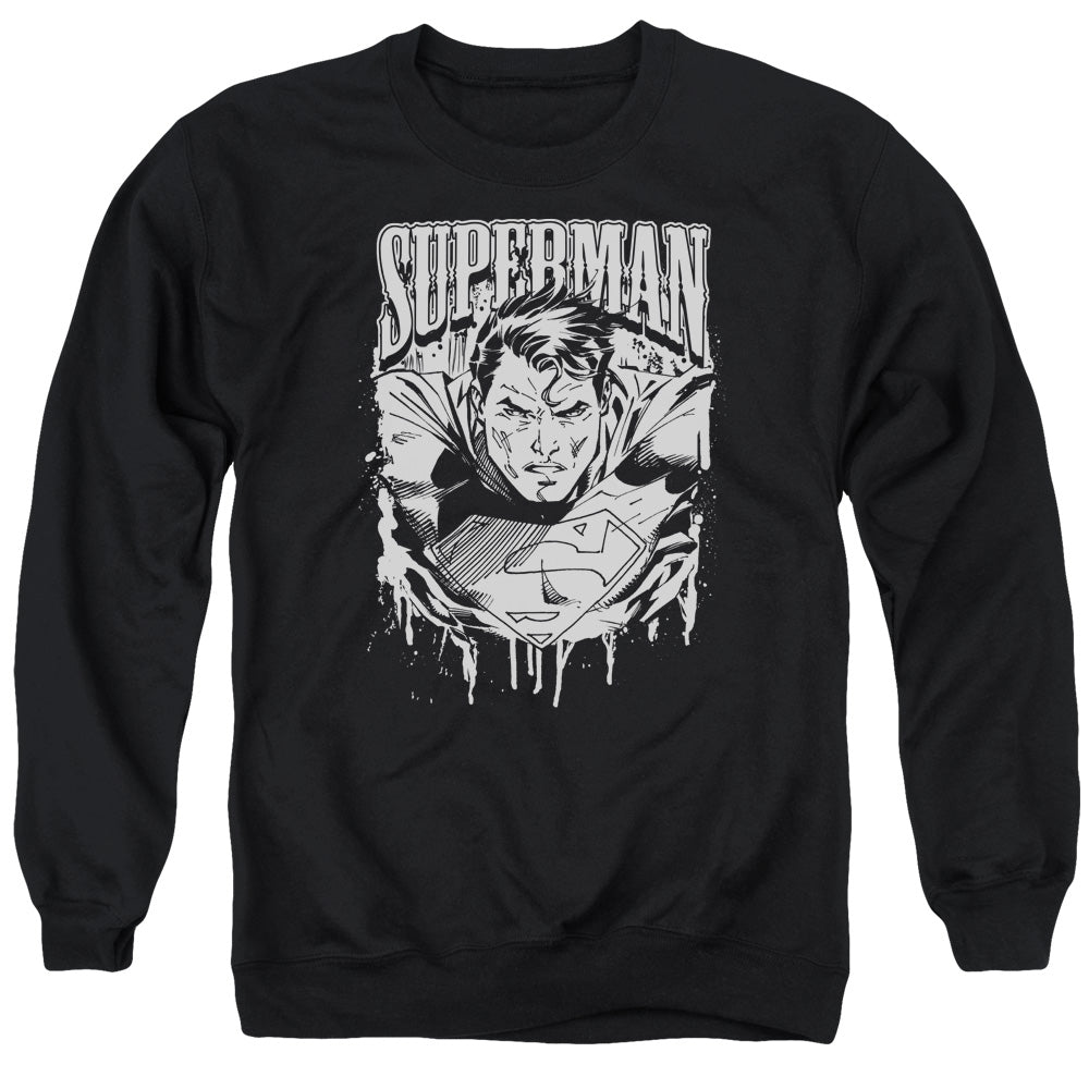 Superman Super Metal Mens Crewneck Sweatshirt Black