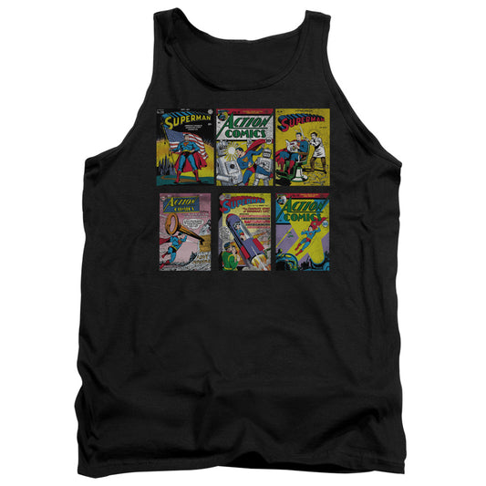 Superman Covers Mens Tank Top Shirt Black