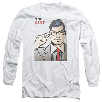 Superman(Dc) Clark Kent Cover Mens Long Sleeve Shirt White