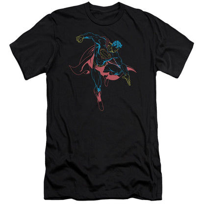 Superman Neon Superman Premium Bella Canvas Slim Fit Mens T Shirt Black