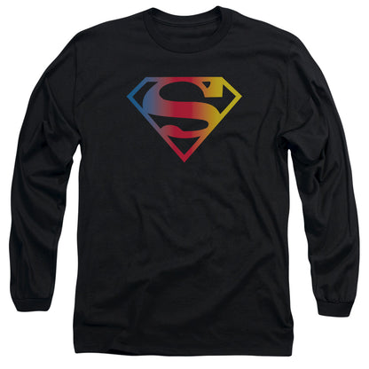 Superman Gradient Superman Logo Mens Long Sleeve Shirt Black