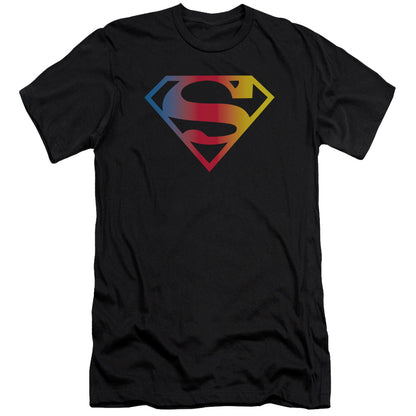 Superman Gradient Superman Logo Premium Bella Canvas Slim Fit Mens T Shirt Black