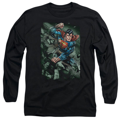 Superman Indestructible Mens Long Sleeve Shirt Black Officially Licensed