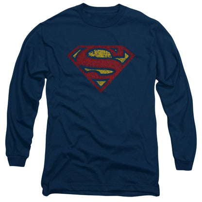 Superman Crackle S Mens Long Sleeve Shirt Navy Officially Licensed