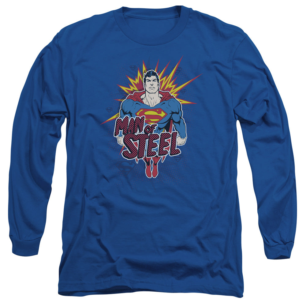 Superman Steel Pop Mens Long Sleeve Shirt Royal Blue