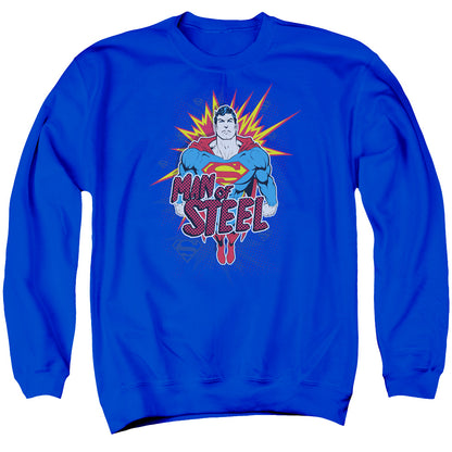 Superman Steel Pop Mens Crewneck Sweatshirt Royal Blue