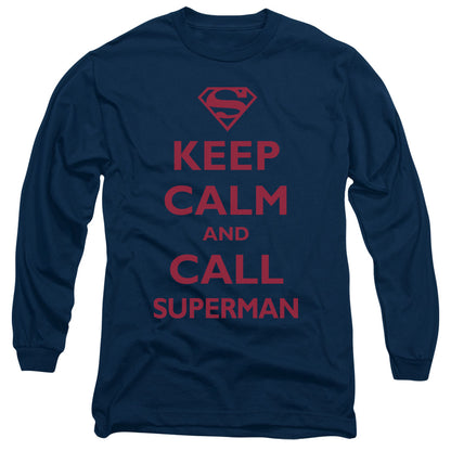 Superman Call Superman Mens Long Sleeve Shirt Navy Officially Licensed