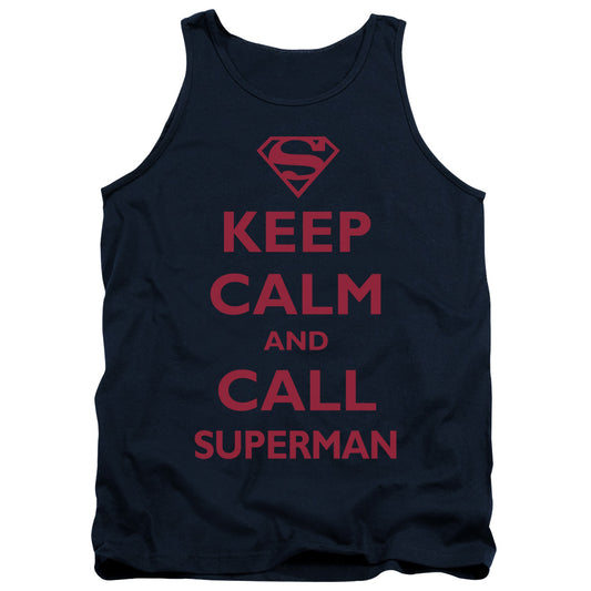 Superman Call Superman Mens Tank Top Shirt Navy