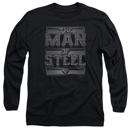 Superman Steel Text Mens Long Sleeve Shirt Black Officially Licensed