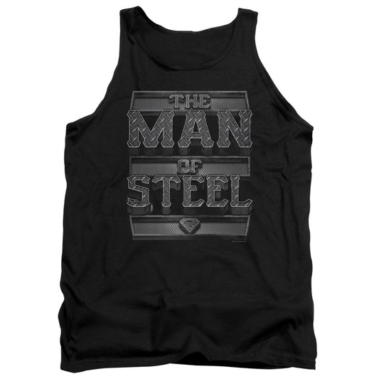 Superman Steel Text Mens Tank Top Shirt Black