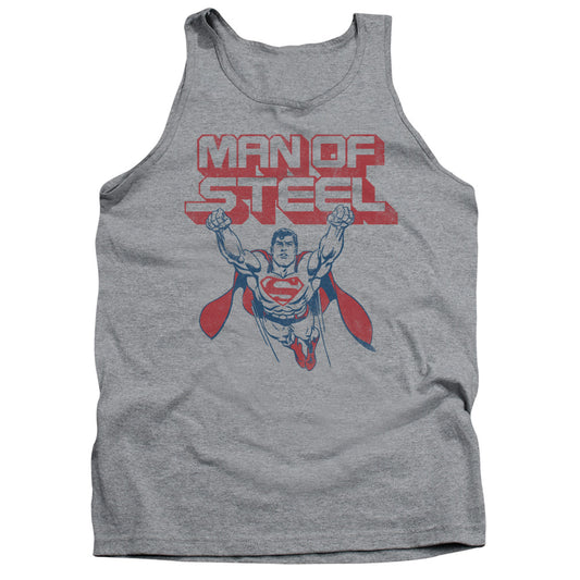 Superman Steel Retro Mens Tank Top Shirt Athletic Heather