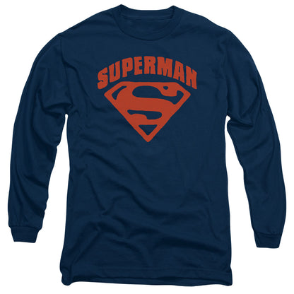 Superman Super Shield Mens Long Sleeve Shirt Navy