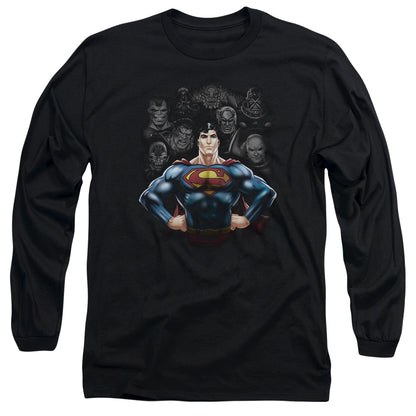 Superman Villains Mens Long Sleeve Shirt Black Officially Licensed