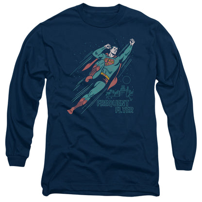 Superman Frequent Flyer Mens Long Sleeve Shirt Navy Officially Licensed