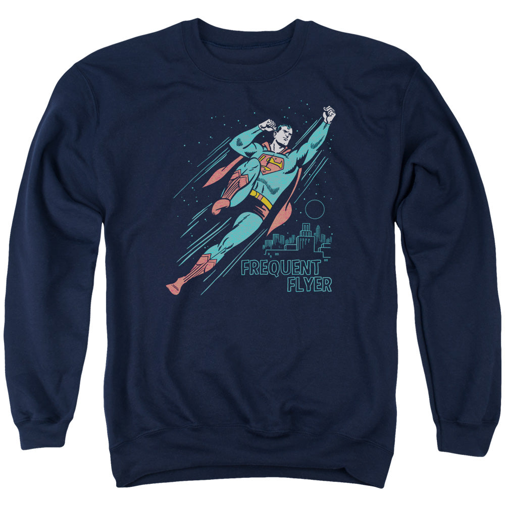 Superman Frequent Flyer Mens Crewneck Sweatshirt Navy