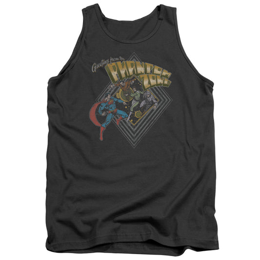 Superman Zod Greetings Mens Tank Top Shirt Charcoal