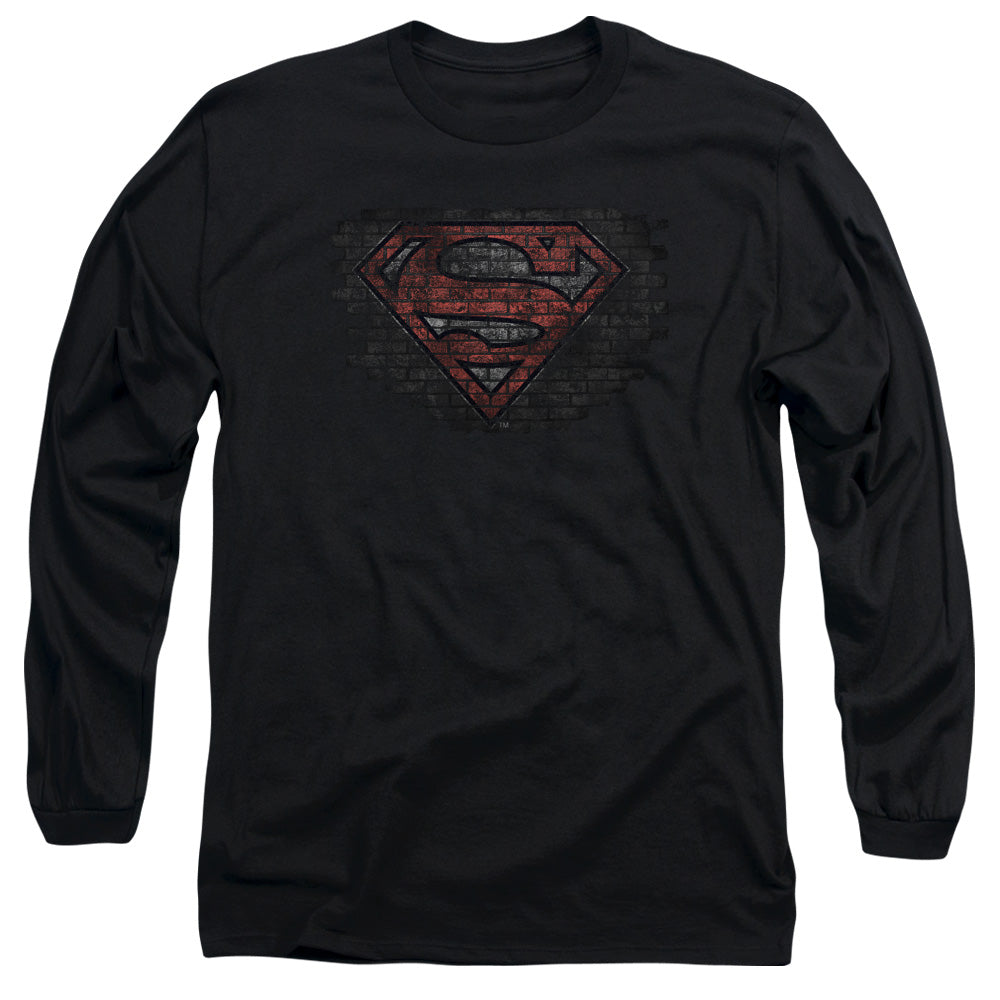 Superman Brick S Mens Long Sleeve Shirt Black