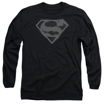 Superman Chainmail Mens Long Sleeve Shirt Black Officially Licensed