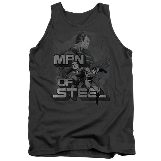 Superman Steel Poses Mens Tank Top Shirt Charcoal