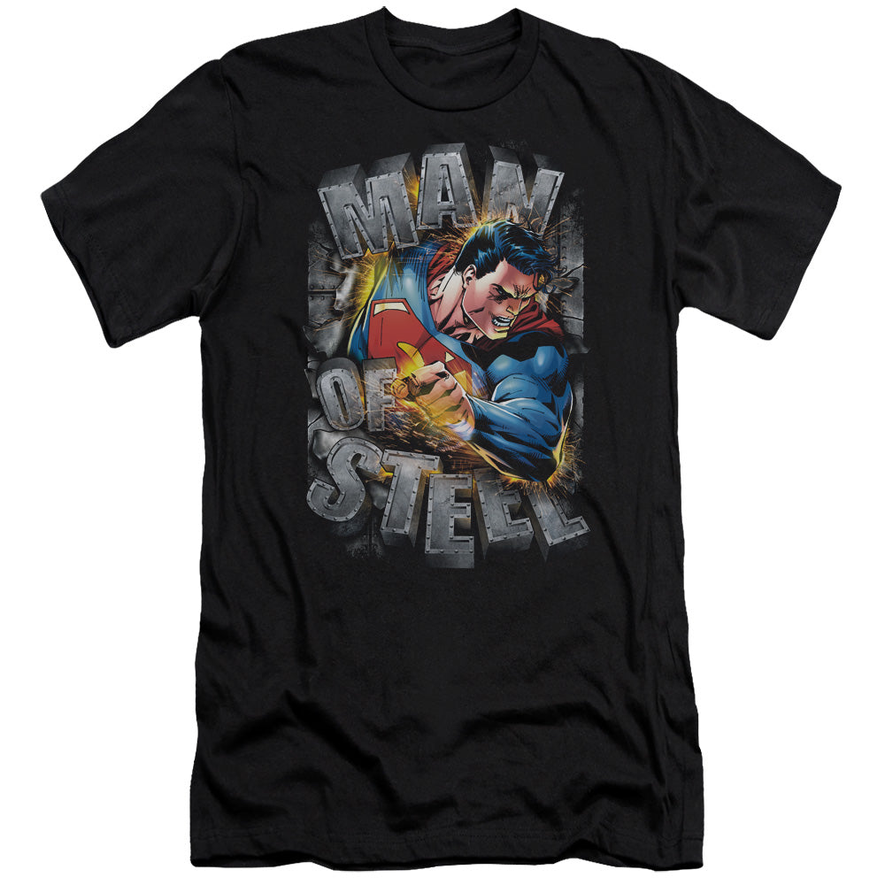 Superman Ripping Steel Premium Bella Canvas Slim Fit Mens T Shirt Black