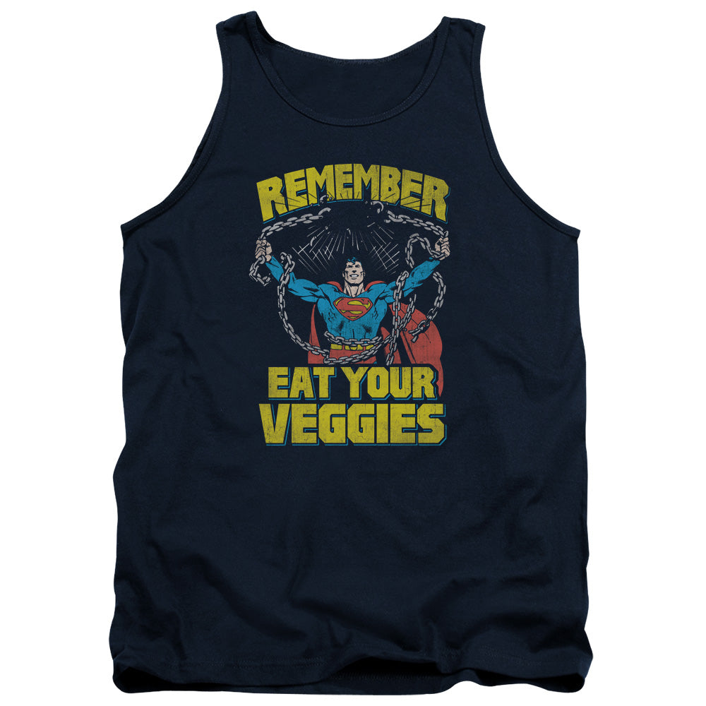 Superman Veggie Power Mens Tank Top Shirt Navy