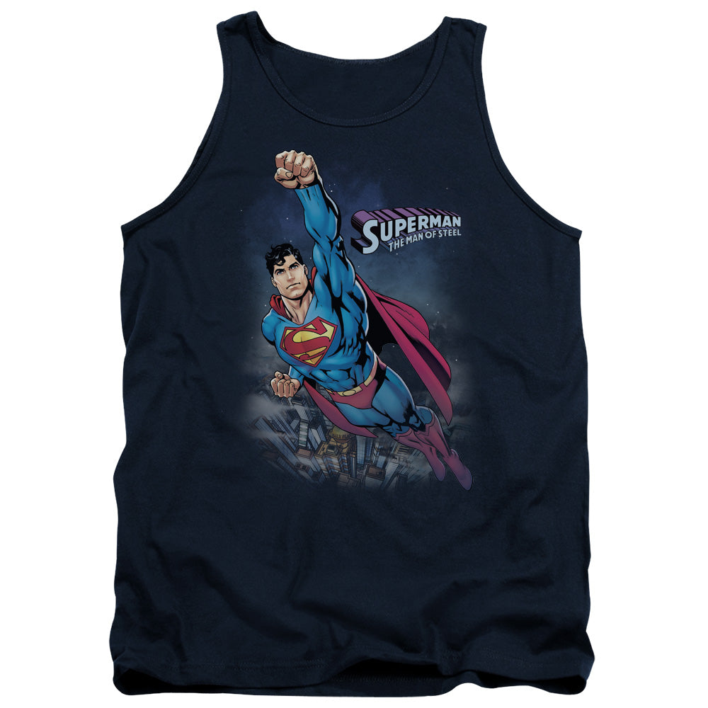 Superman Twilight Flight Mens Tank Top Shirt Navy