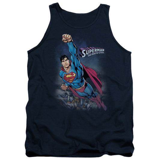 Superman Twilight Flight Mens Tank Top Shirt Navy