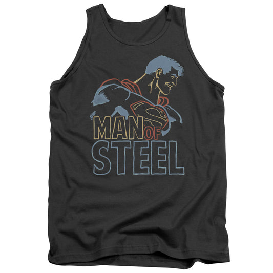 Superman Colored Lines Mens Tank Top Shirt Charcoal