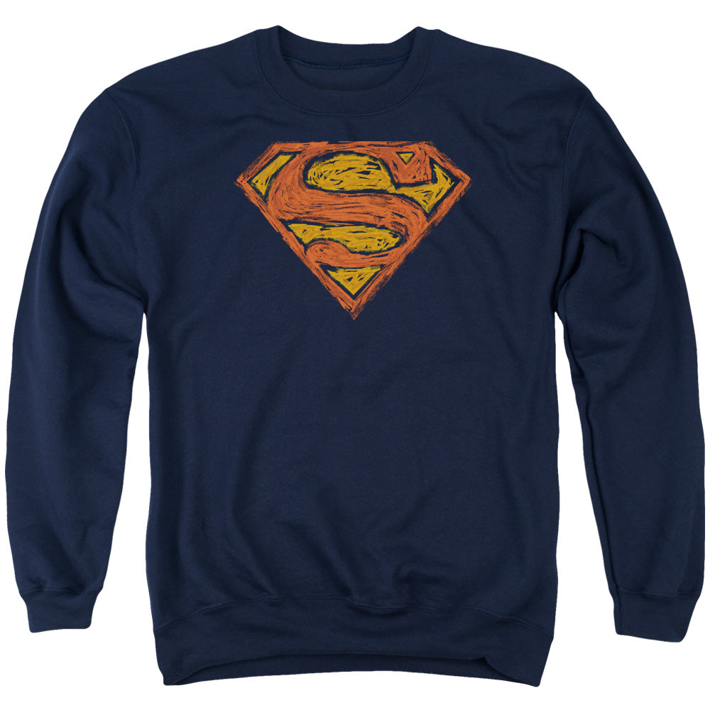 Superman Messy S Mens Crewneck Sweatshirt Navy