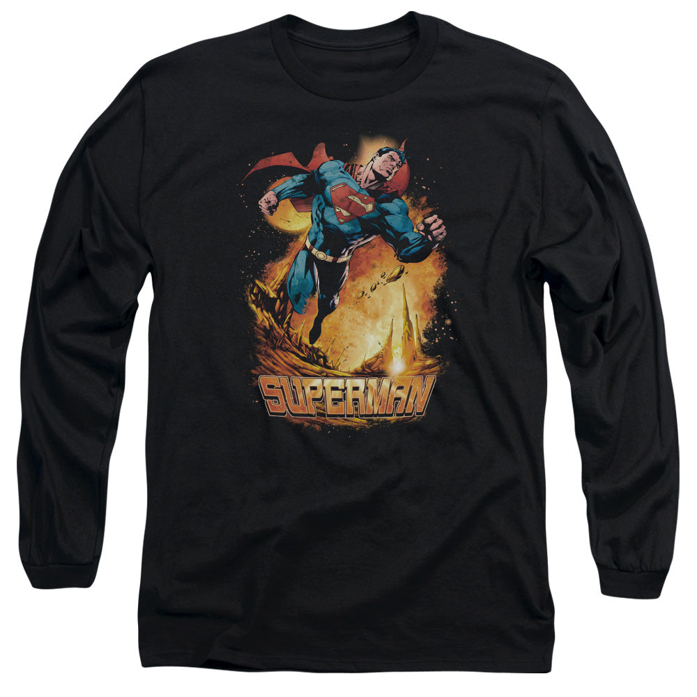 Superman Space Case Mens Long Sleeve Shirt Black Officially Licensed
