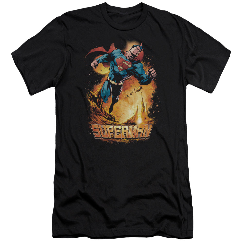 Superman Space Case Premium Bella Canvas Slim Fit Mens T Shirt Black