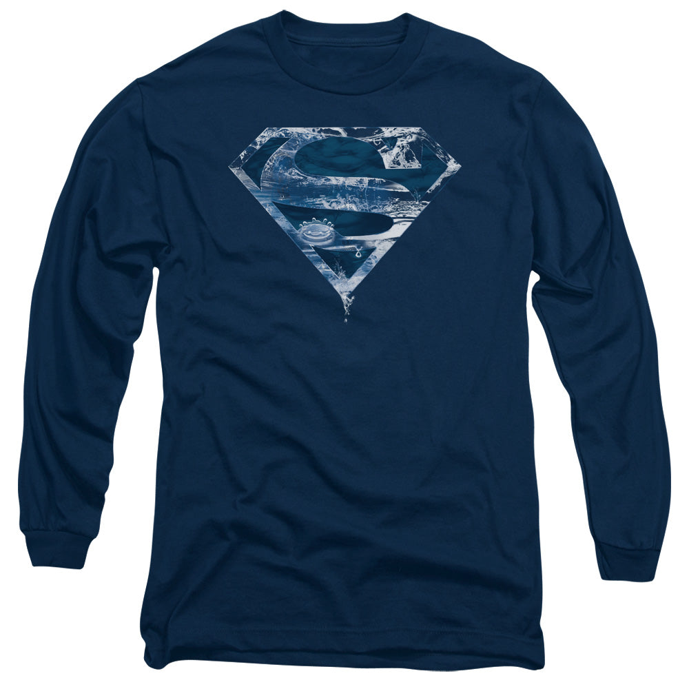 Superman Water Shield Mens Long Sleeve Shirt Navy Officially Licensed