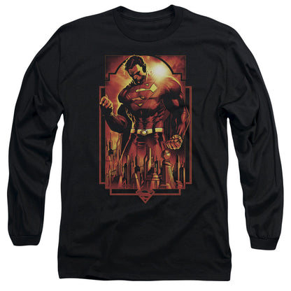 Superman Metropolis Deco Mens Long Sleeve Shirt Black Officially Licensed