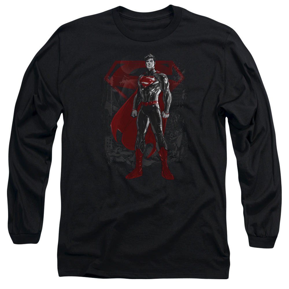 Superman Aftermath Mens Long Sleeve Shirt Black