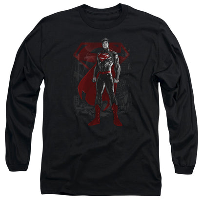 Superman Aftermath Mens Long Sleeve Shirt Black Officially Licensed