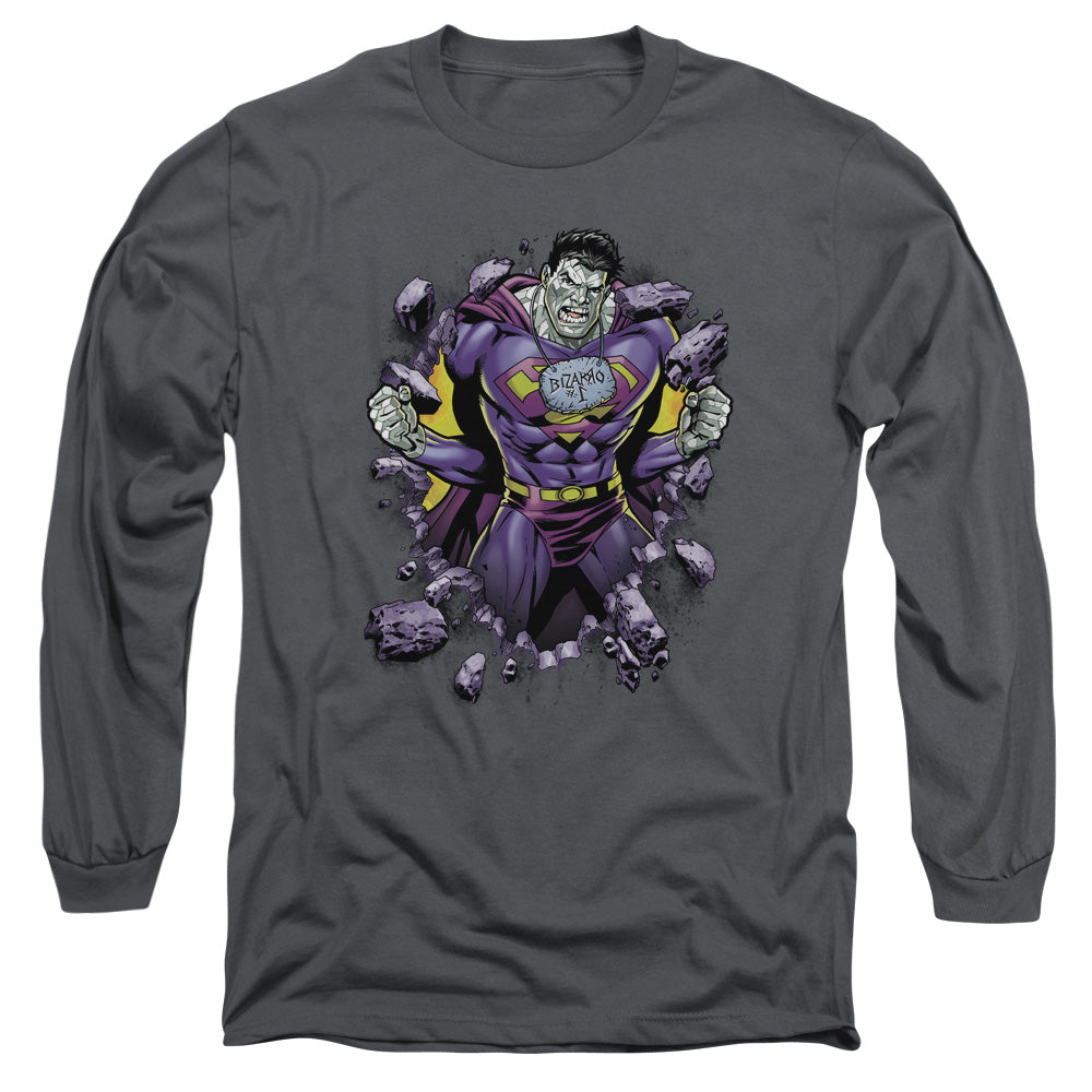 Superman Bizzaro Breakthrough Mens Long Sleeve Shirt Charcoal Officially Licensed