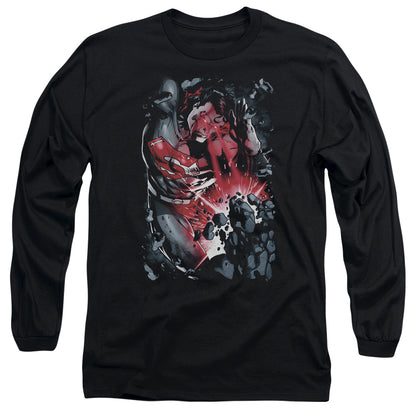 Superman Heat Blast Mens Long Sleeve Shirt Black Officially Licensed
