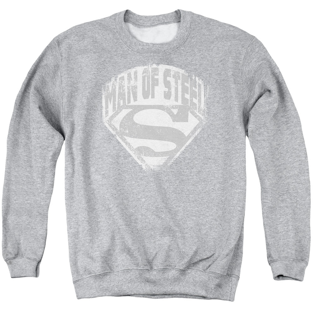 Superman Man Of Steel Shield Mens Crewneck Sweatshirt Athletic Heather