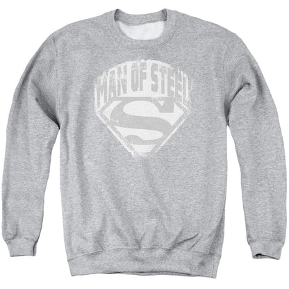 Superman Man Of Steel Shield Mens Crewneck Sweatshirt Athletic Heather