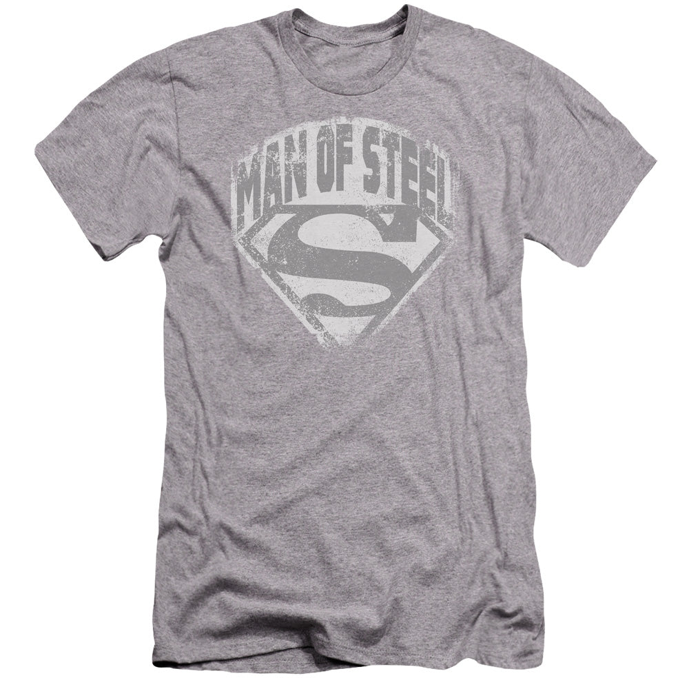 Superman Man Of Steel Shield Premium Bella Canvas Slim Fit Mens T Shirt Athletic Heather