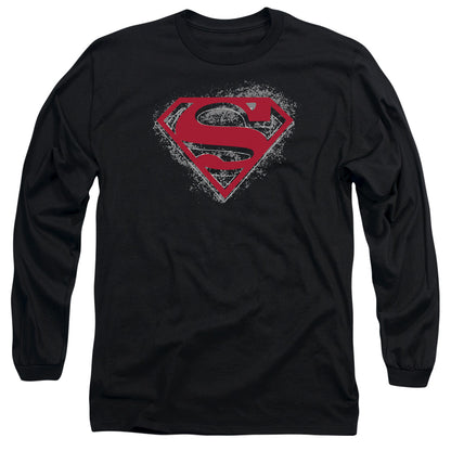 Superman Hardcore Noir Shield Mens Long Sleeve Shirt Black Officially Licensed