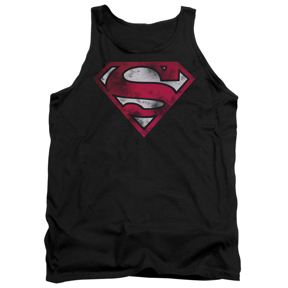 Superman War Torn Shield Mens Tank Top Shirt Black