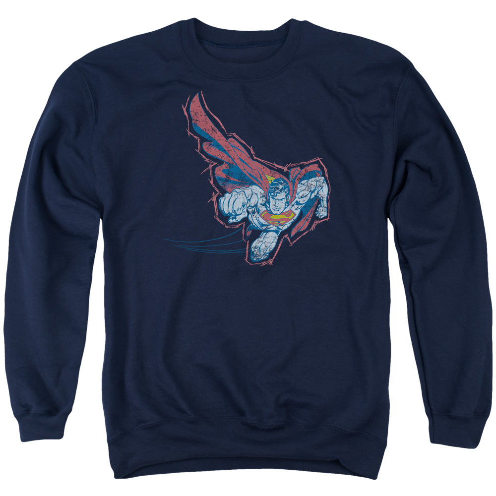 Superman Scribble & Soar Mens Crewneck Sweatshirt Navy