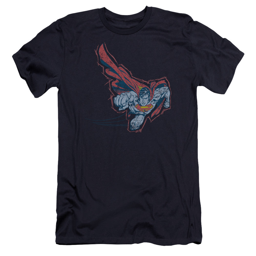 Superman Scribble & Soar Premium Bella Canvas Slim Fit Mens T Shirt Navy