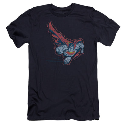 Superman Scribble & Soar Premium Bella Canvas Slim Fit Mens T Shirt Navy