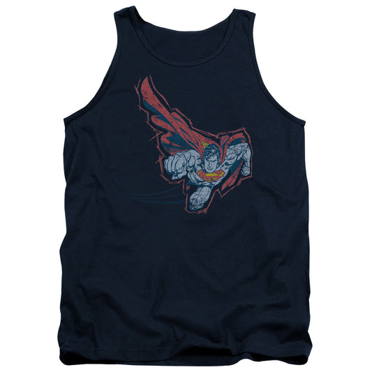 Superman Scribble & Soar Mens Tank Top Shirt Navy