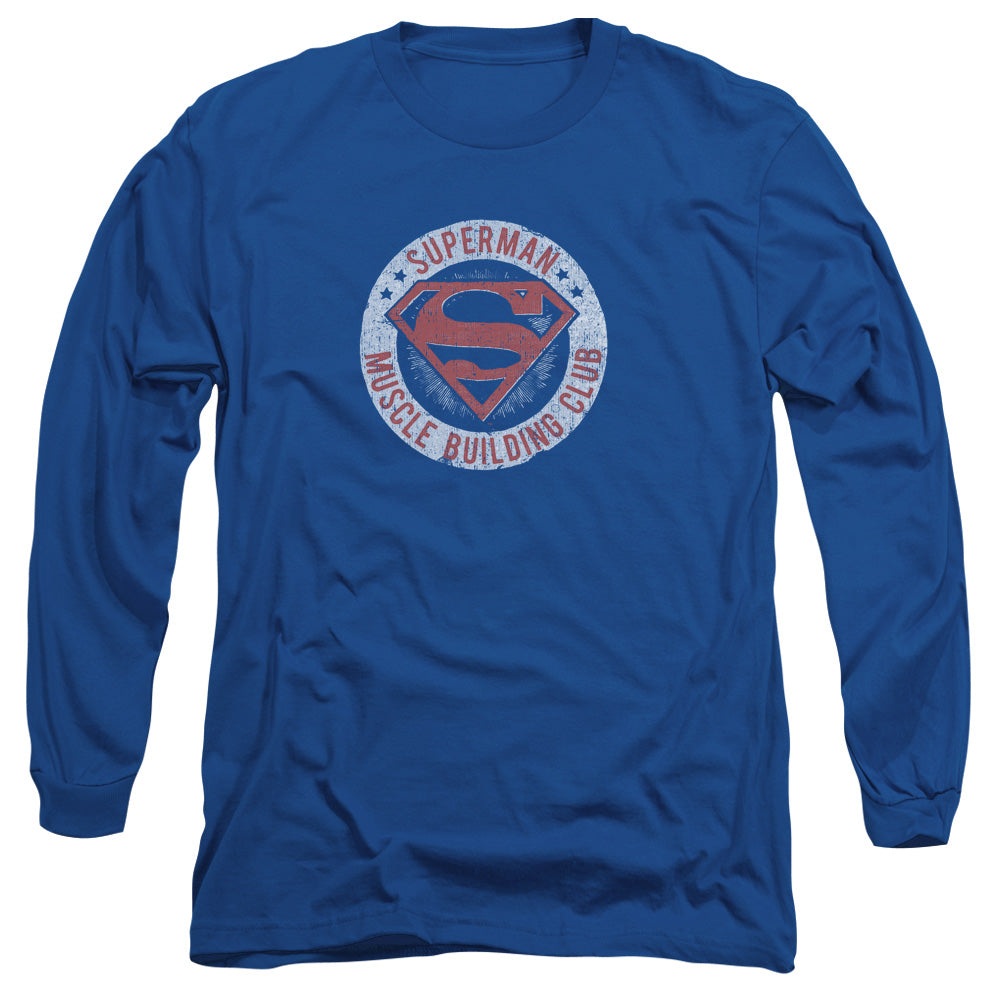 Superman Muscle Club Mens Long Sleeve Shirt Royal Blue